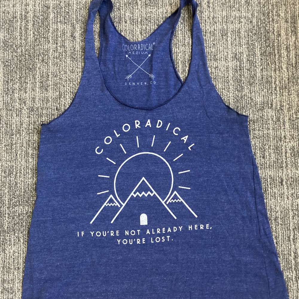 Blue, medium sized Coloradical tank top.